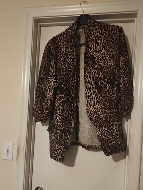 Leopard Print Lightweight Jacket - Brown & Black